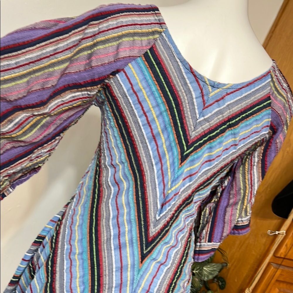 Rising International Striped Asymmetrical Dress in Purple and Blue - Picture 13 of 14